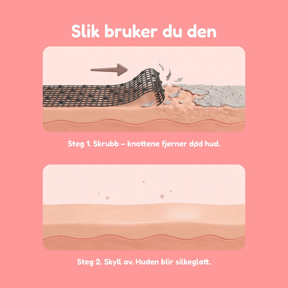 Silkeglatt Eksfoliering Håndkle